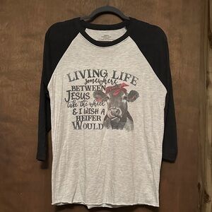 Hobby Lobby Black and White Graphic Raglan Top